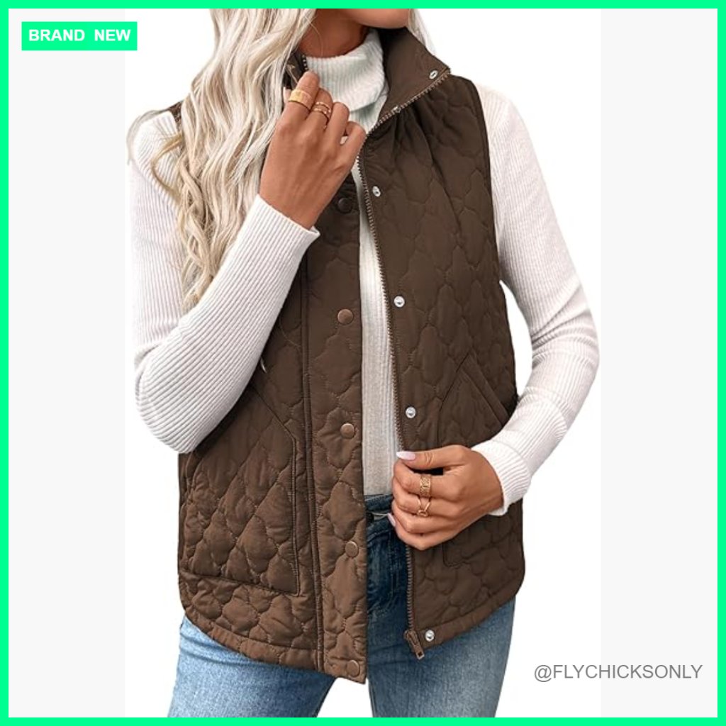 Lightweight Puffer Vest Stand Collar Sleeveless Quilted Jacket Zip Up